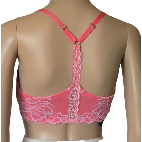 Natori Bra T-Shirt Bra 14120 Feathers Racerback Lace Trim underwire pink 34DD - Picture 4 of 6